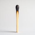 Burnt matchstick standing upright on white background Royalty Free Stock Photo