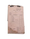 Burnt old vintage receipt invoice paper Royalty Free Stock Photo