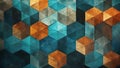 Burnt Orange and Teal Geometric Hexagons Abstract Pattern