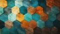 Burnt Orange and Teal Geometric Hexagons Abstract Pattern