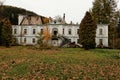 Burnt out Horni-Marsov castle building with foliage