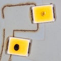 Burnt out LEDs on a disassembled LED lamp. Royalty Free Stock Photo