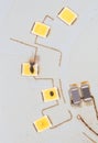 Burnt out LEDs on a disassembled LED lamp. Royalty Free Stock Photo