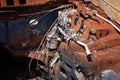 Burnt Out Rusting Car Wreck Engine Royalty Free Stock Photo