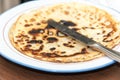 Burnt pancakes on a plate Royalty Free Stock Photo