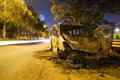 The burnt police vehicle in Hong Kong Royalty Free Stock Photo