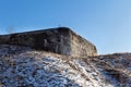 Burnt reinforced concrete military bunker Royalty Free Stock Photo