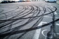 Burnt rubber traces on asphalt Royalty Free Stock Photo