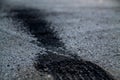 Burnt rubber traces on asphalt Royalty Free Stock Photo