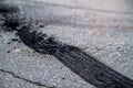 Burnt rubber traces on asphalt Royalty Free Stock Photo