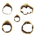 Burnt scorched paper hole illustration on transparent background Royalty Free Stock Photo