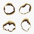 Burnt scorched paper hole illustration on transparent background Royalty Free Stock Photo