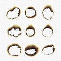 Burnt scorched paper hole illustration on transparent background