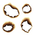 Burnt scorched paper hole illustration on white background Royalty Free Stock Photo
