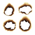 Burnt scorched paper hole illustration on white background Royalty Free Stock Photo