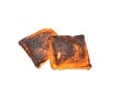 Burnt toast bread isolated white backround with clipping path Royalty Free Stock Photo