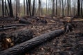 burnt tree trunks in a deforested area