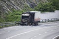 Burnt truck on the highway. The car after the fire