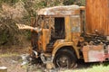 Burnt truck on the side of the road