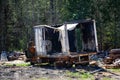 Burnt and Vandalised Truck in a field.