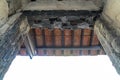 burnt wood from original doors and windows. Ancient city in Herculaneum archaeological park, Naples, Italy.