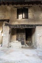 burnt wood from original doors and windows. Ancient city in Herculaneum archaeological park, Naples, Italy.