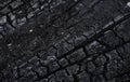 Burnt wood texture close up, background, selective focus, slight blur