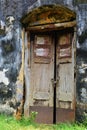 Burnt wooden door. A burnt wooden round door of old castle Royalty Free Stock Photo