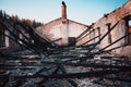 Burned brick house with burnt roof Royalty Free Stock Photo