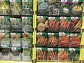 Burpee brand vegetable garden seeds on sale at a Menards store, for the spring planting and gardening season