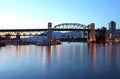 Burrard bridge at dusk Vancouver BC.,Canada. Royalty Free Stock Photo