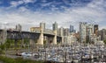 Burrard Bridge and False Creek Marina in Vancouver BC Royalty Free Stock Photo