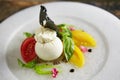 Burrata - Italian cheese, which is an excellent combination of mozzarella and cream. Its name comes from the word burro