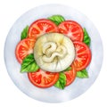 Burrata with tomatoes watercolors 2