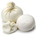 Burrata vs mozzarella isolated on white background Royalty Free Stock Photo