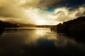 Burrator reservoir Sunset Storm , Dartmoor, Devon Royalty Free Stock Photo