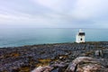 Burren lighthouse on the rocky coast of ireland.