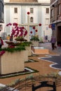 Burriana, Spain 06-05-2023: Editorial image of the exhibition of the floral elements in the form of crosses for the