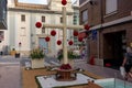 Burriana, Spain 06-05-2023: Editorial image of the exhibition of the floral elements in the form of crosses for the