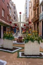 Burriana, Spain 06-05-2023: Editorial image of the exhibition of the floral elements in the form of crosses for the