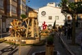 Burriana, Spain 06-05-2023: Editorial image of the exhibition of the floral elements in the form of crosses for the