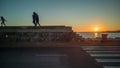 Burriana, Spain 12/06/18: Family strolling on breakwater