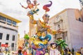 Burriana, Spain 18-03-2023: View of the sculpted monument for its exhibition and its burning in the Burriana fallas