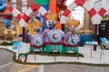 Burriana, Spain 18-03-2023: View of the sculpted monument for its exhibition and its burning in the Burriana fallas