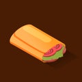 Burrito color isometric style icon, fastfood concept illustration