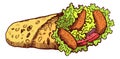 Burrito drawing. Mexican fast food roll icon