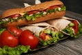 Subway sandwich, Burrito and Shawarma Royalty Free Stock Photo
