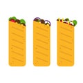 Burrito icon isolated on white background. Kebab icon.