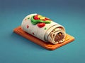 Burrito meat vegetables blue plate rustic table Royalty Free Stock Photo