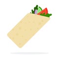 Burrito with meat and vegetables vector flat isolated Royalty Free Stock Photo